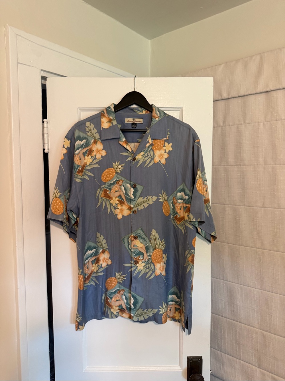 Tommy Bahama Slate Blue Tropical Pineapple Camp Shirt